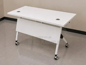 Modern White Office Desk With Wheels –Foldable