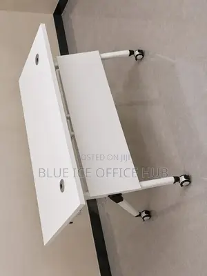 Modern White Office Desk With Wheels –Foldable