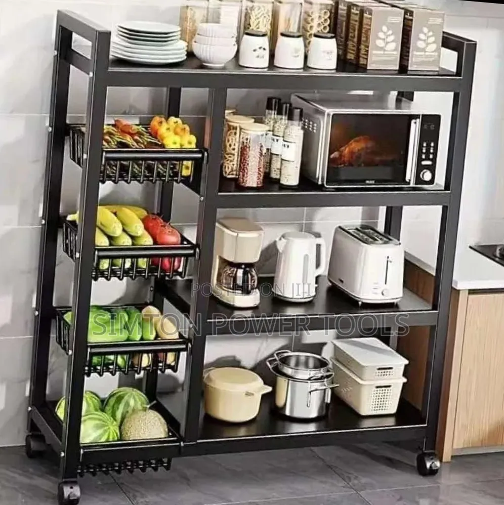 Multi-Layer Kitchen Storage Rack With Movable and Lockable Wheels