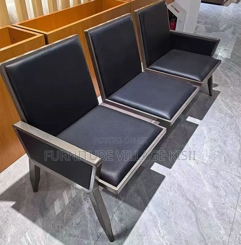 Office Bench: 3 -Seater Leather Waiting Bench