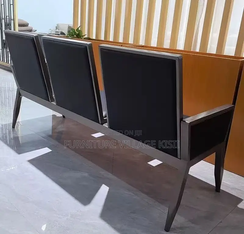Office Bench: 3 -Seater Leather Waiting Bench