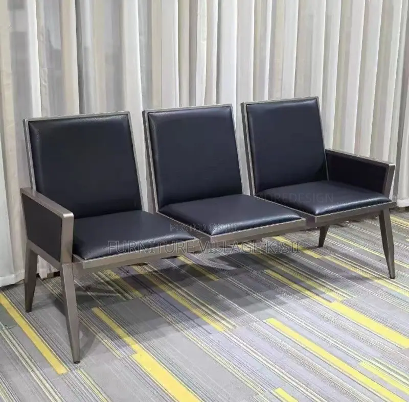 Office Bench: 3 -Seater Leather Waiting Bench