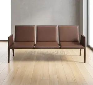 Office Bench: 3 -Seater Leather Waiting Bench