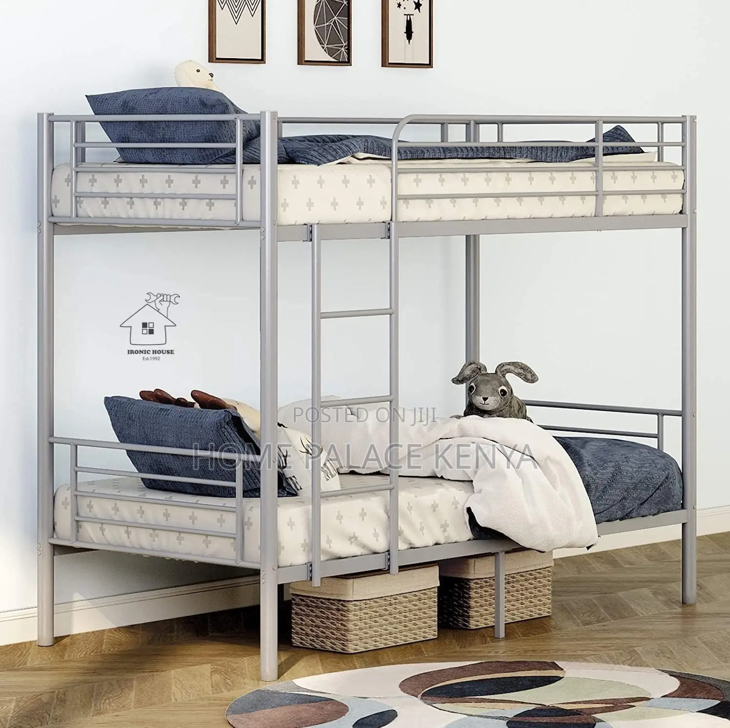 Bunk Bed; Sturdy Steel Kids Bunk Bed With Safe Sleeping Design