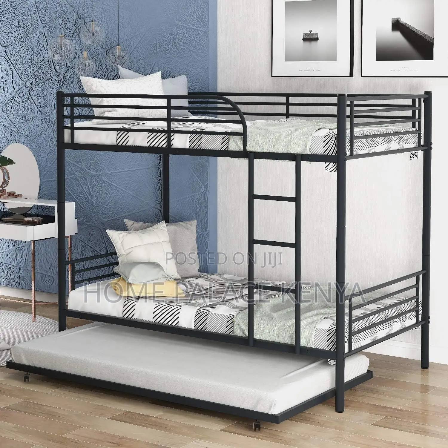 Bunk Bed; Sturdy Steel Kids Bunk Bed With Safe Sleeping Design