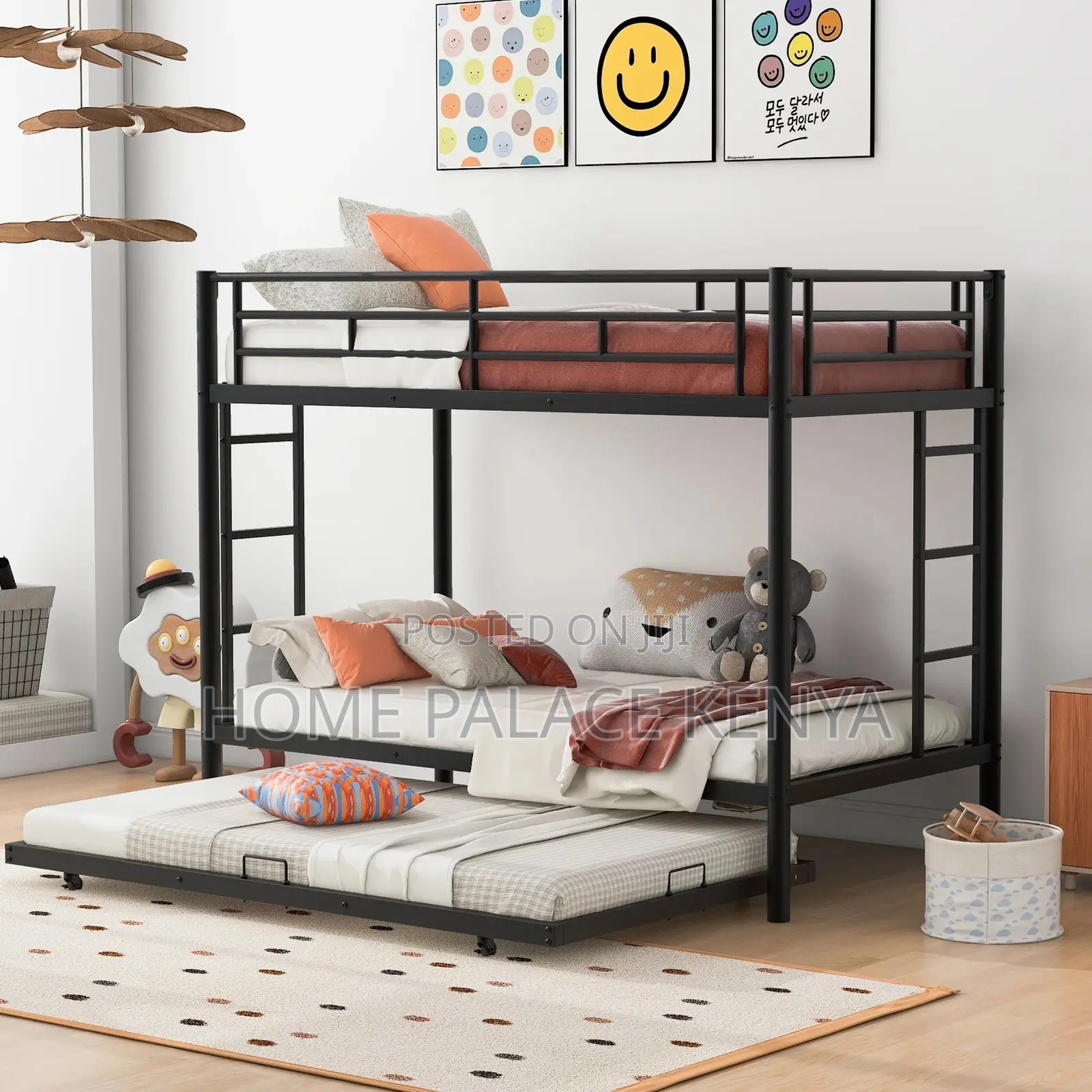Bunk Bed; Sturdy Steel Kids Bunk Bed With Safe Sleeping Design