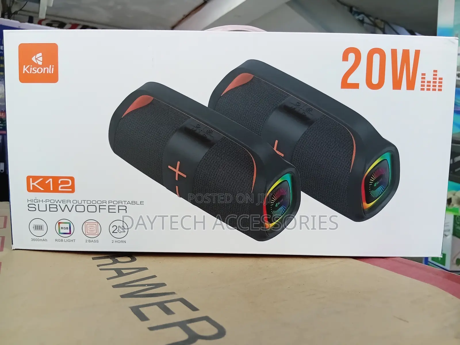 Kisonli High Power BlueTooth Speaker With RGB Backlight.