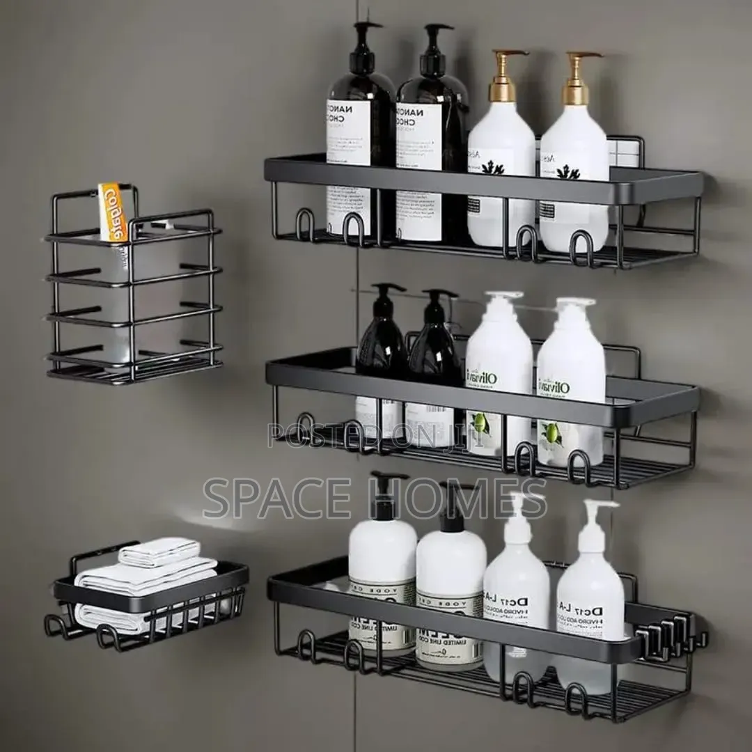 *Multipurpose 5pcs Set Rectangular Shower Caddy Shelf/ Wall Organizer