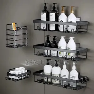 *Multipurpose 5pcs Set Rectangular Shower Caddy Shelf/ Wall Organizer