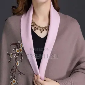 Executive Sleeved Floral Embroidered Poncho Jacket – 2-Tone