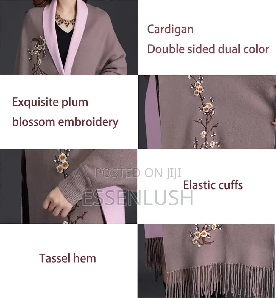 Executive Sleeved Floral Embroidered Poncho Jacket – 2-Tone