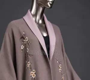 Executive Sleeved Floral Embroidered Poncho Jacket – 2-Tone