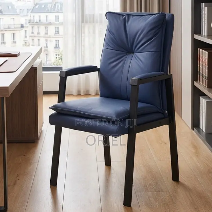 Office Chair : Mid-Back Modern Leather Task Chair With Fixed Arms