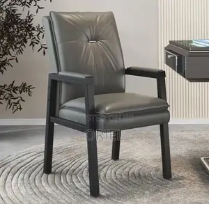 Office Chair : Mid-Back Modern Leather Task Chair With Fixed Arms