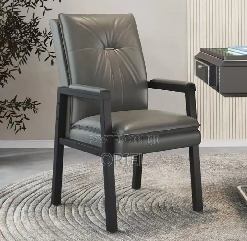 Office Chair : Mid-Back Modern Leather Task Chair With Fixed Arms