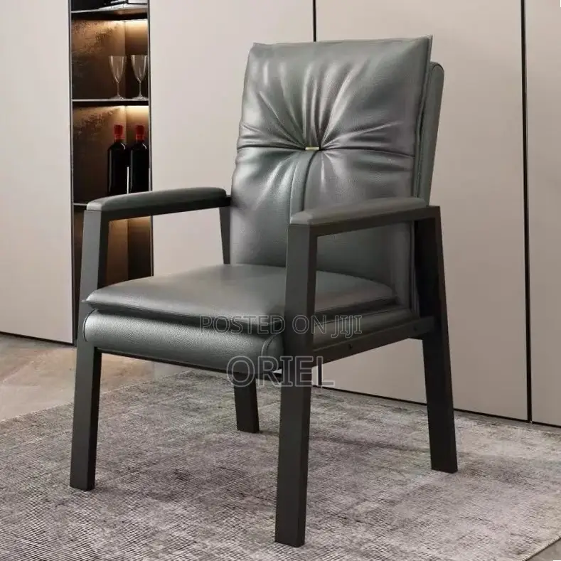Office Chair : Mid-Back Modern Leather Task Chair With Fixed Arms