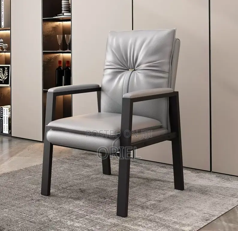 Office Chair : Mid-Back Modern Leather Task Chair With Fixed Arms