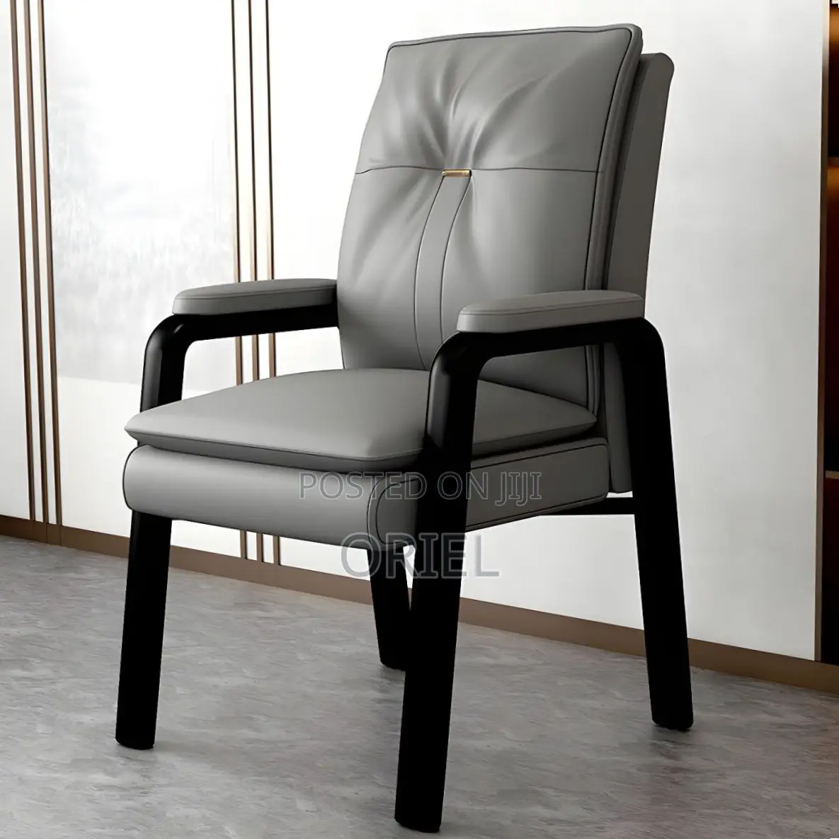 Office Chair : Mid-Back Modern Leather Task Chair With Fixed Arms