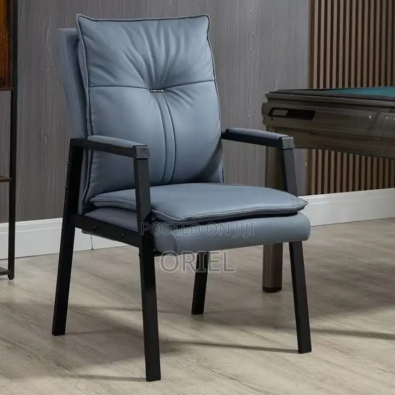 Office Chair : Mid-Back Modern Leather Task Chair With Fixed Arms