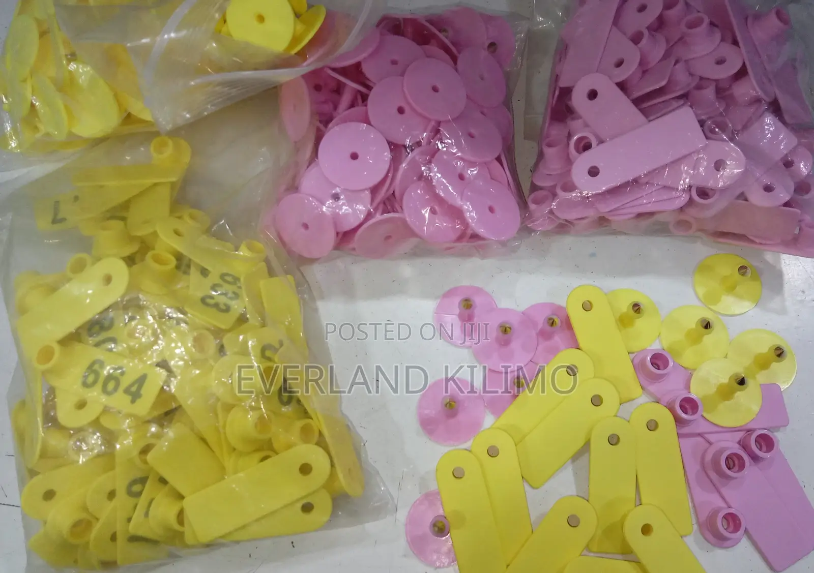 100 PCS Pink Plain Identification Ear Slim Tags - Each