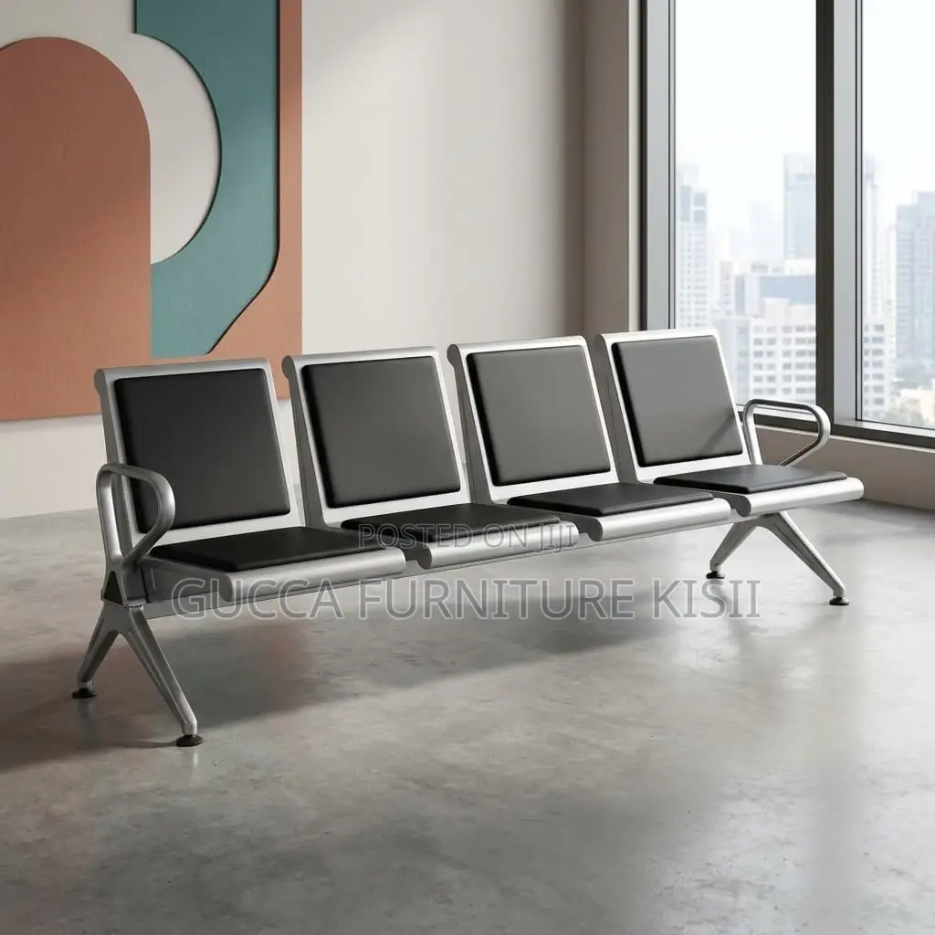 Reception Bench; 4-Link Padded Office Waiting Bench