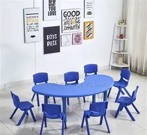 Study Table; Stylish Crescent Shaped Preschool Study Table
