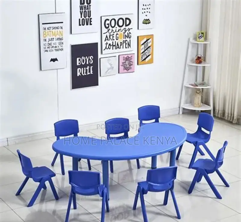 Study Table; Stylish Crescent Shaped Preschool Study Table