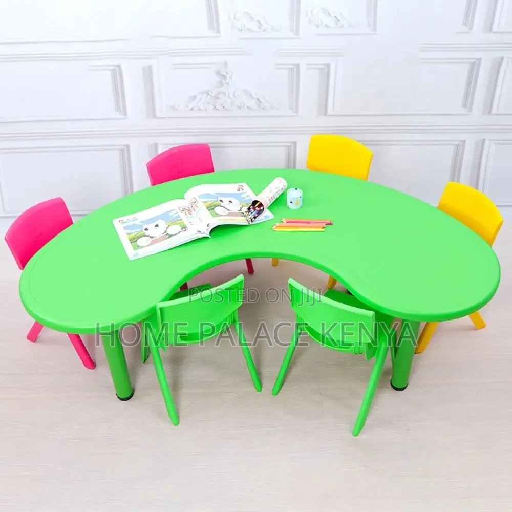 Study Table; Stylish Crescent Shaped Preschool Study Table