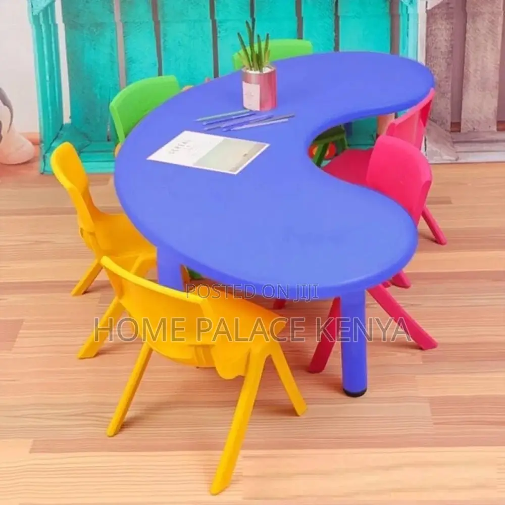 Study Table; Stylish Crescent Shaped Preschool Study Table