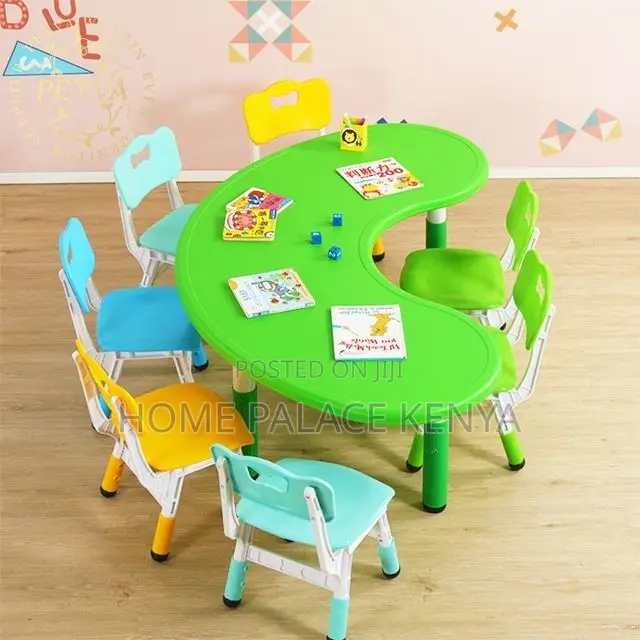 Study Table; Stylish Crescent Shaped Preschool Study Table