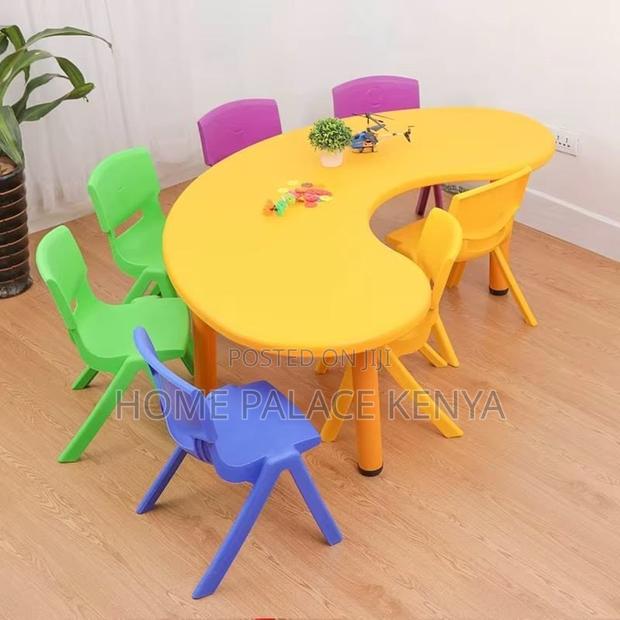 Study Table; Stylish Crescent Shaped Preschool Study Table - thumbnail 12