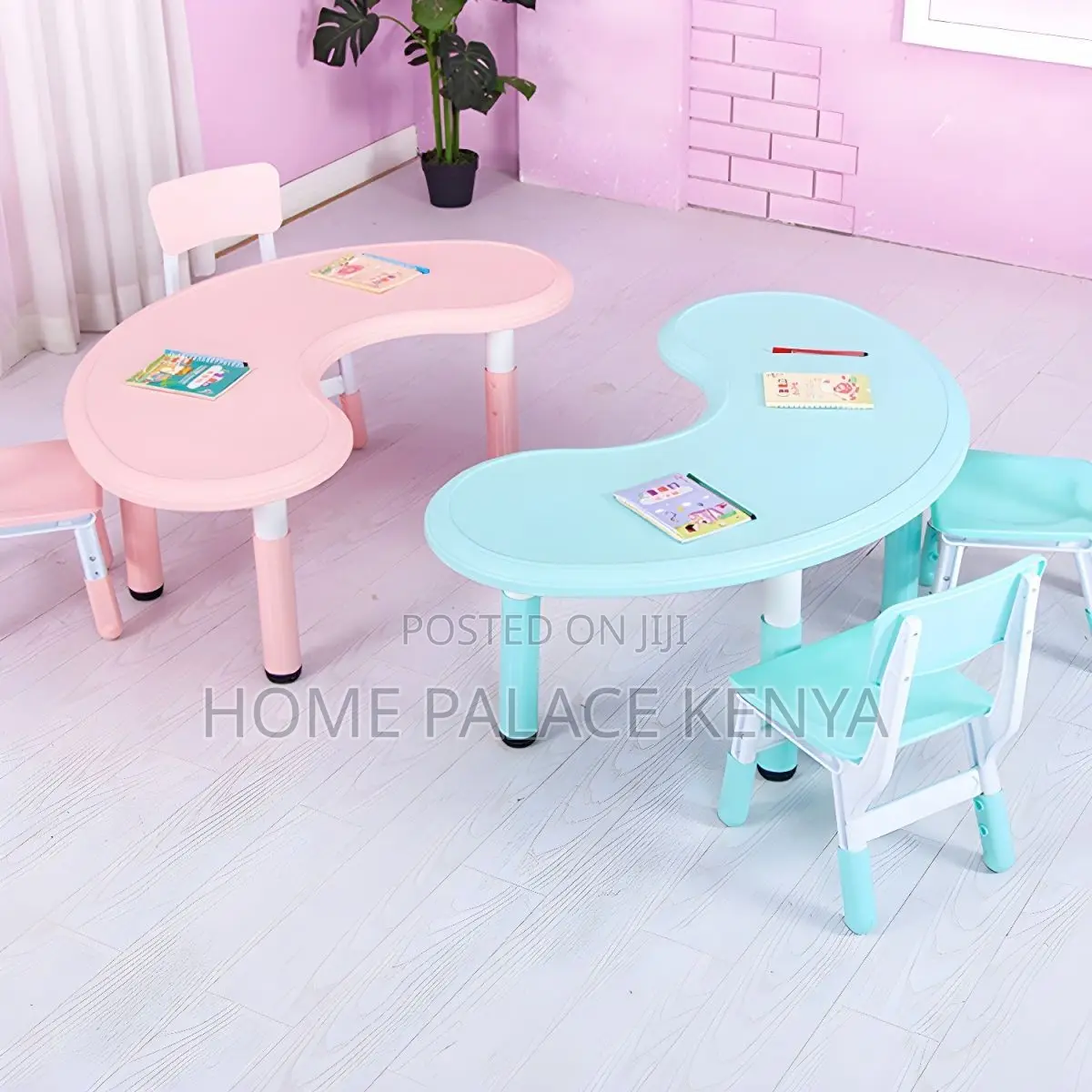 Study Table; Stylish Crescent Shaped Preschool Study Table