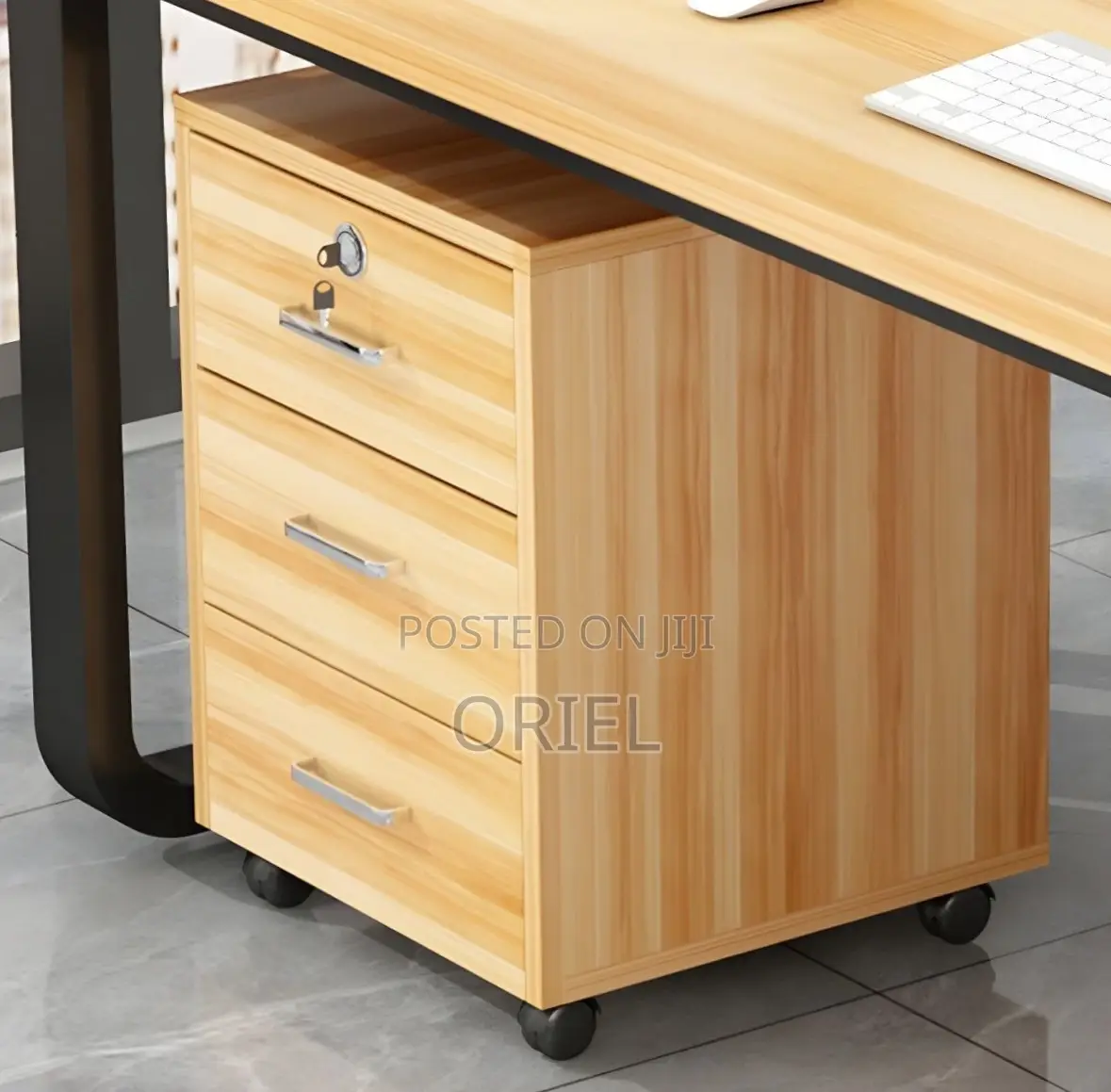 Office Cabinet : Wood Office Storage Cabinet With 3 Drawers