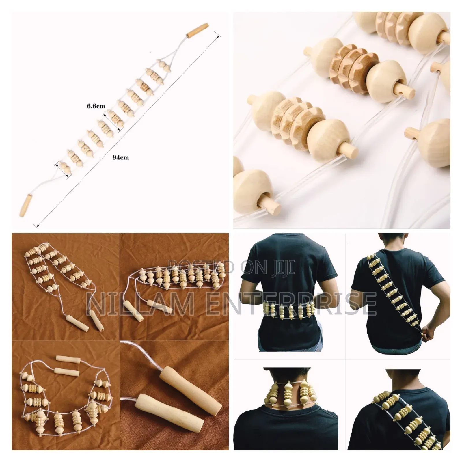 Wood Back Massage Roller Rope