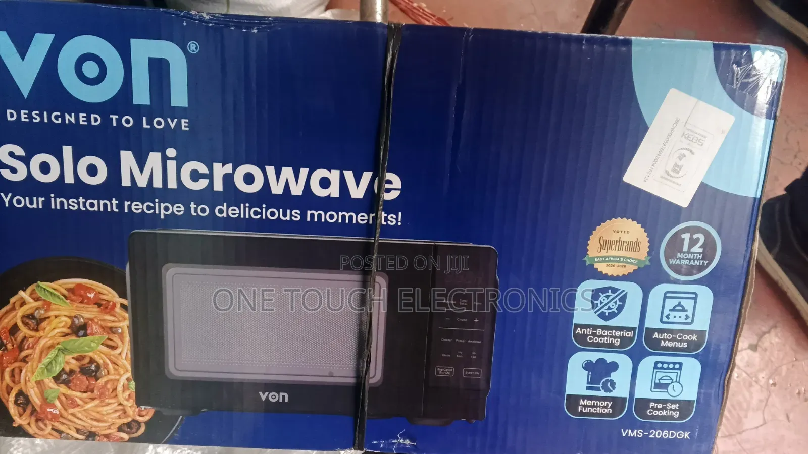 VON VMS-206DGK Digital Solo Microwave Oven