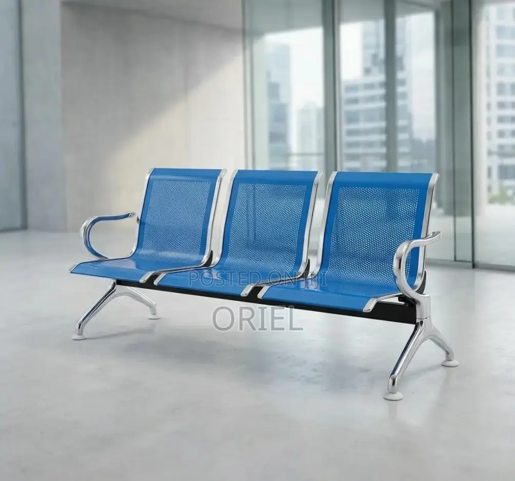 Office Waiting Bench : Blue Office Bench
