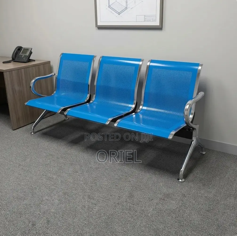 Office Waiting Bench : Blue Office Bench