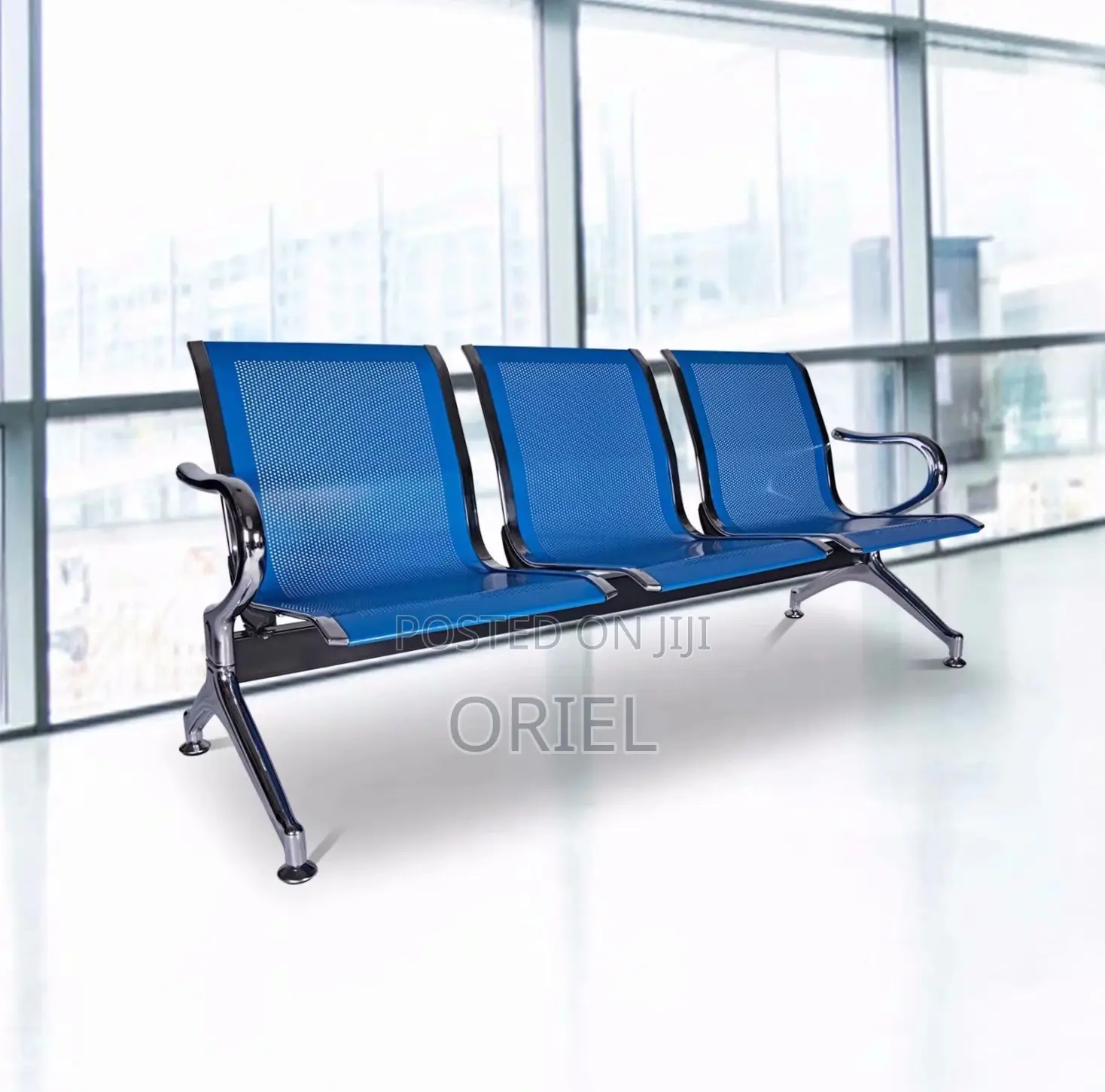 Office Waiting Bench : Blue Office Bench