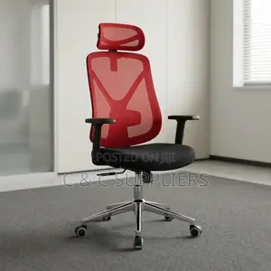 Ergonomic Red Mesh High Back Chair.