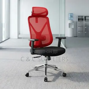 Ergonomic Red Mesh High Back Chair.