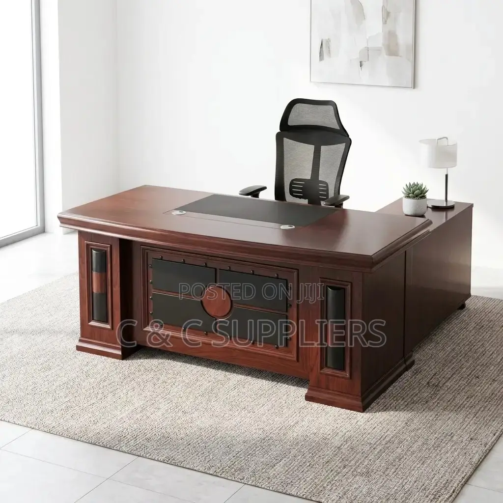 Executive L-Shaped Mahogany Table-160cm