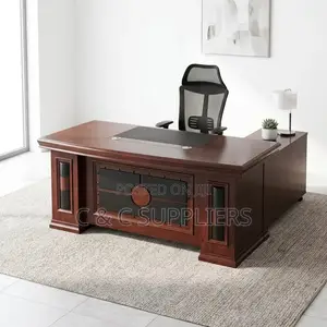 Executive L-Shaped Mahogany Table-160cm