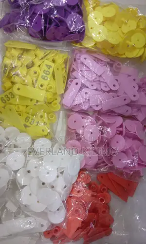 Purple, Pink and Yellow Slim Ear Tags for Pigs, Sheeps and Goats