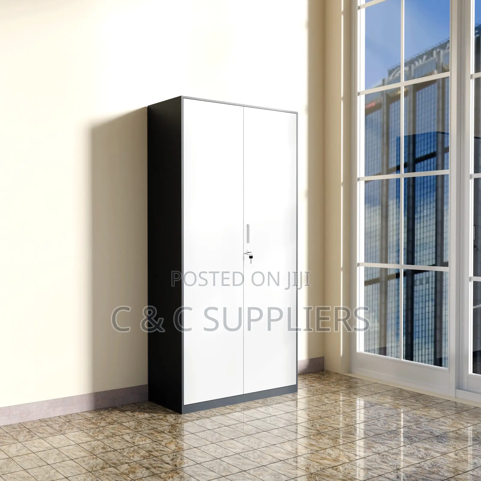 2-Door Metallic Gray File Cabinet