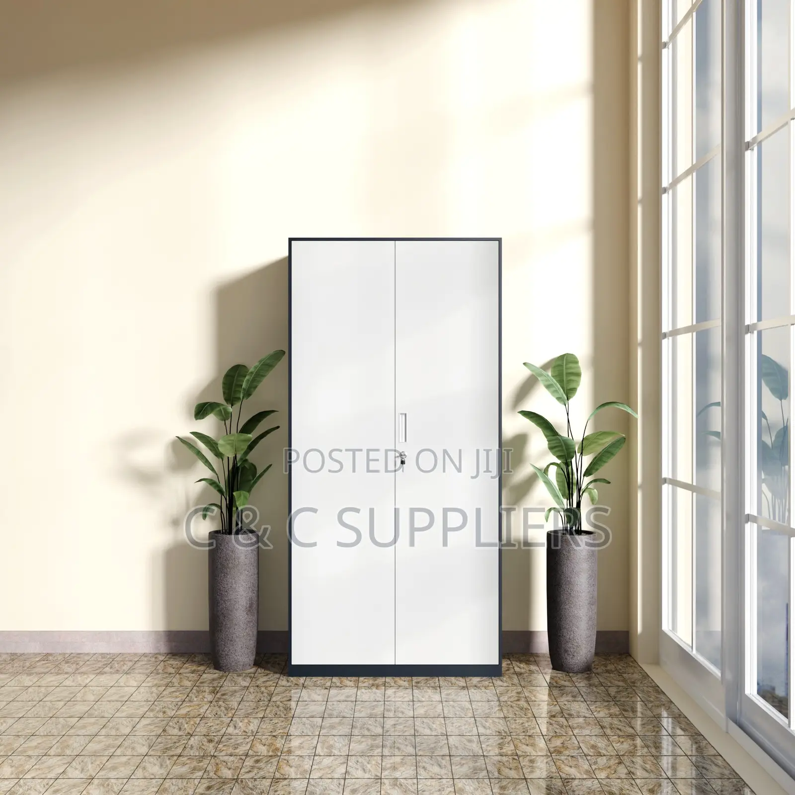 2-Door Metallic Gray File Cabinet