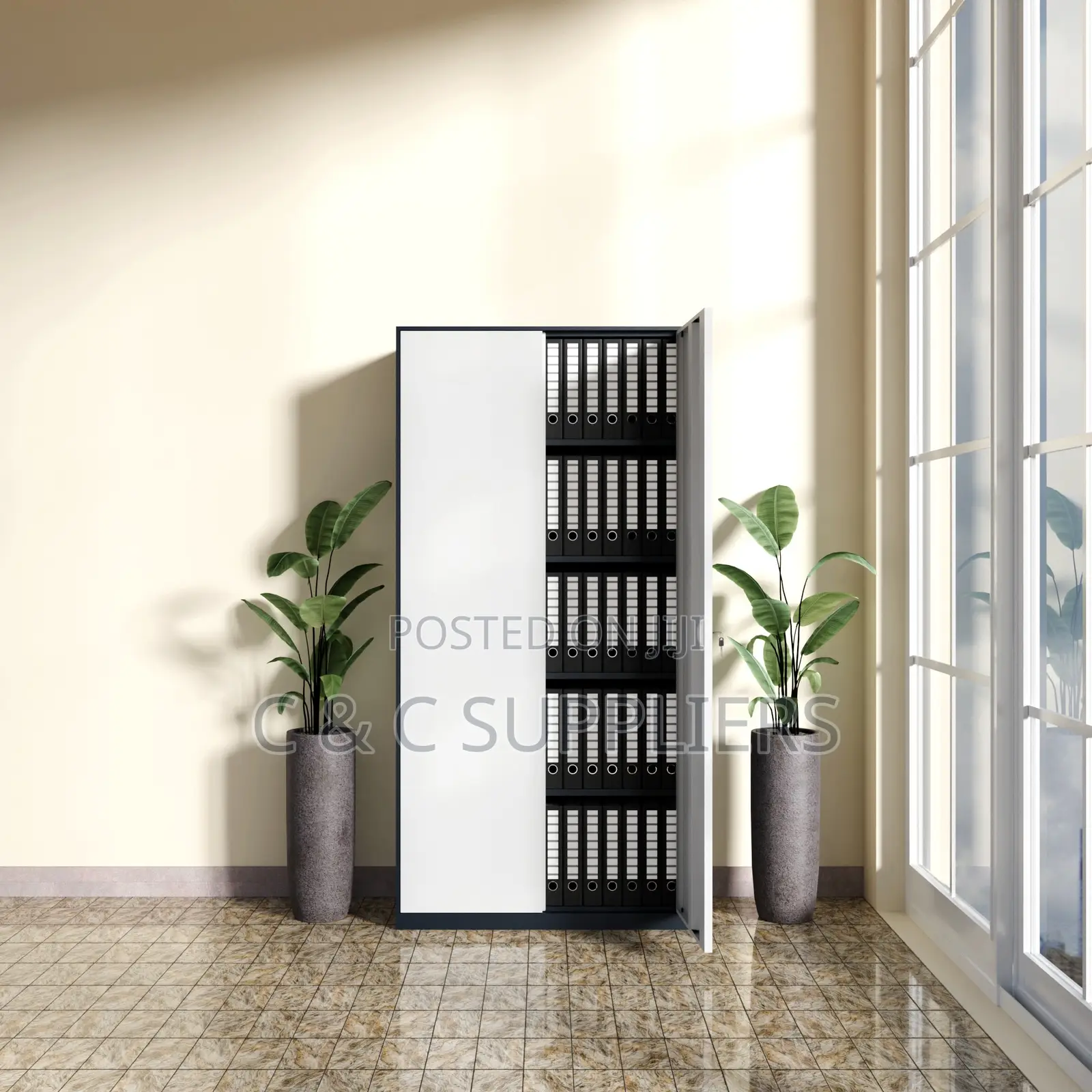 2-Door Metallic Gray File Cabinet