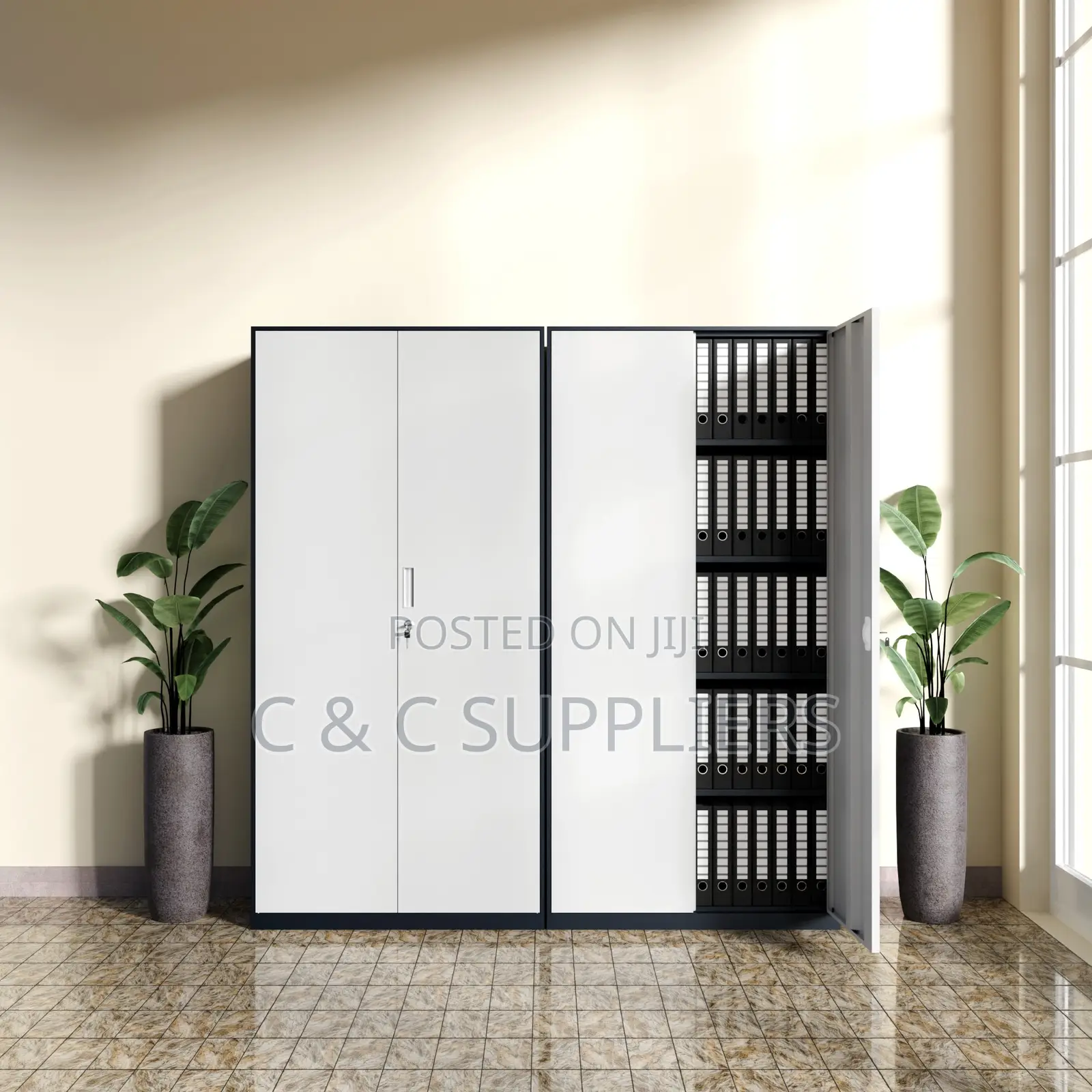 2-Door Metallic Gray File Cabinet