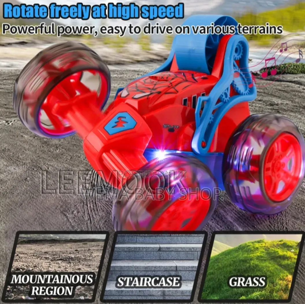 Spider-Man R/C Stunt Car/360° Tumbling Flips/Led/Music