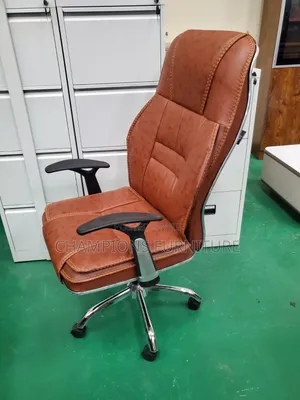 High Back Tan Leather Office Chair