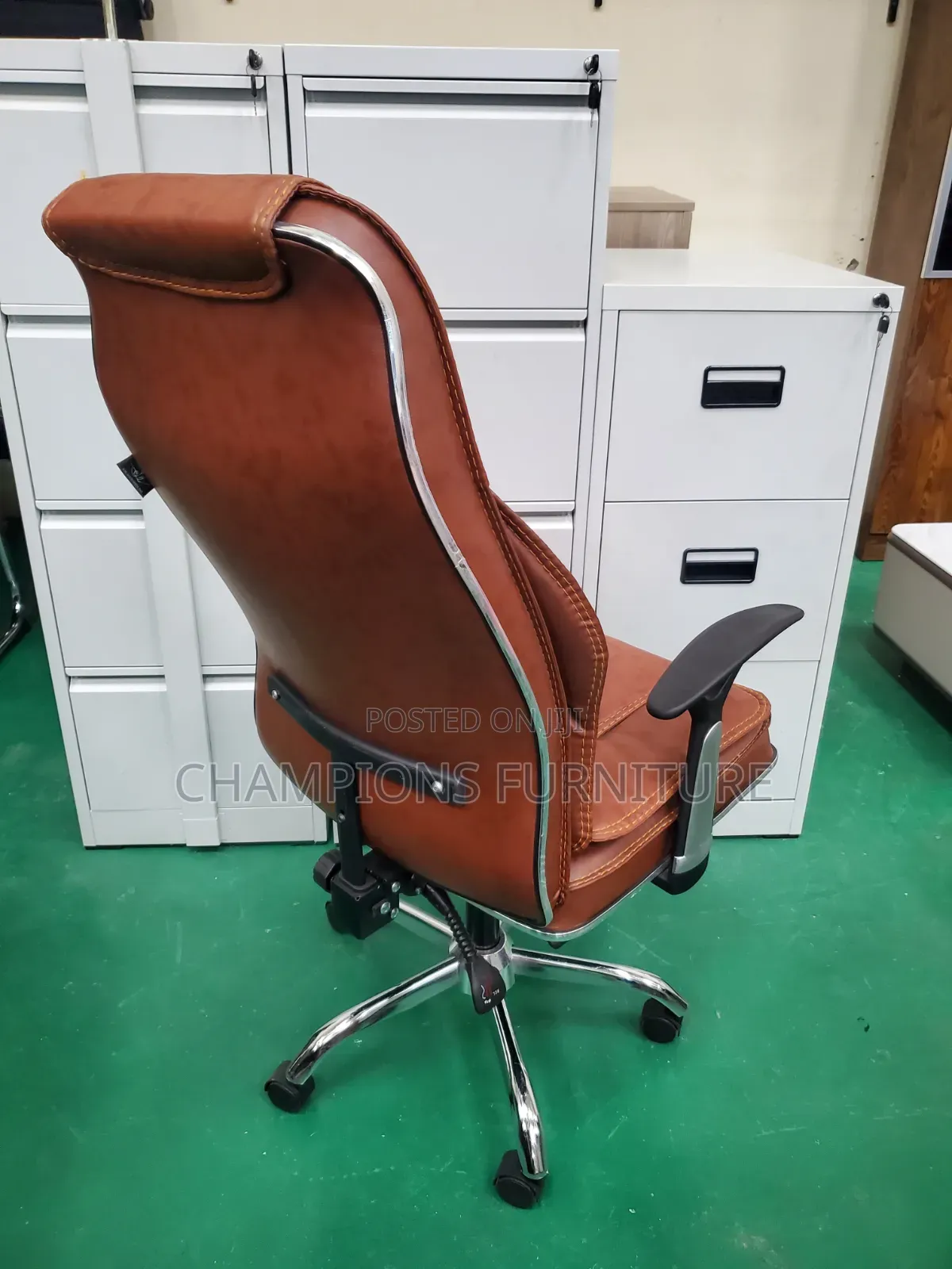 High Back Tan Leather Office Chair